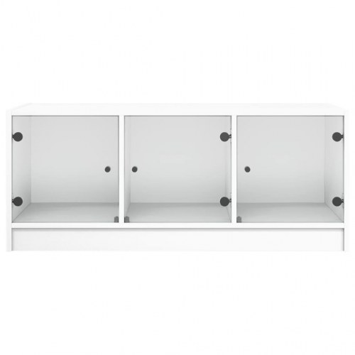 Sofabord med glaslåger 102 x 50 x 42 cm - hvid