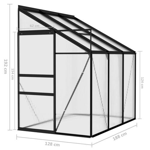 Drivhus 3,8 m³ aluminium antracitgrå