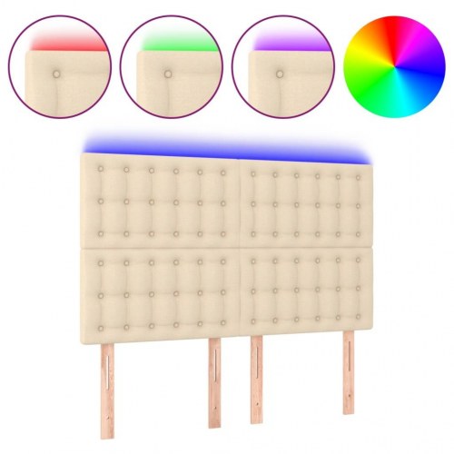 Sengegavl med LED-lys 144 x 5 x 118/128 cm - cremefarvet