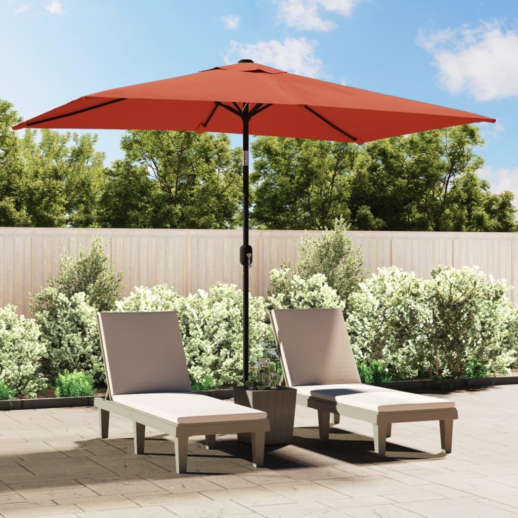 Udendørs parasol med metalstang 300 x 200 cm terracottafarvet