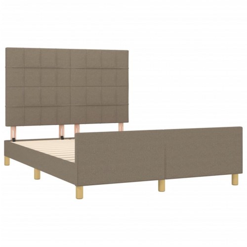 Sengeramme med sengegavl 140x190 cm - stof gråbrun