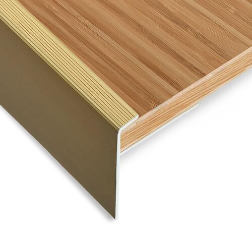 15 stk. F-formede trappelister 100 cm aluminium guldfarvet
