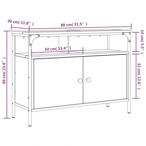 Underskab til håndvask 80 x 30 x 60 cm - sort