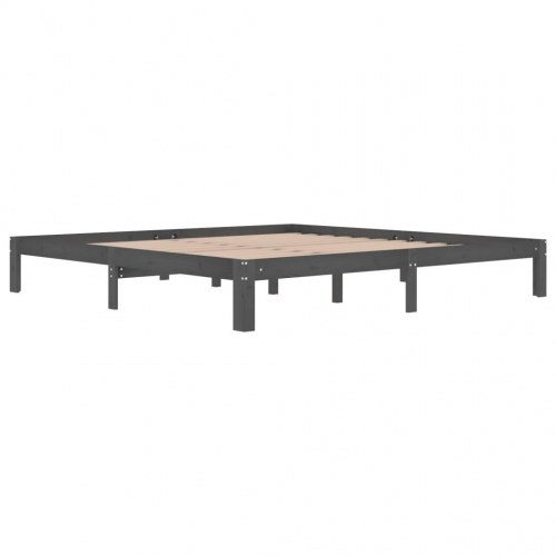 Sengeramme 200x200 cm i massivt fyrretræ - grå