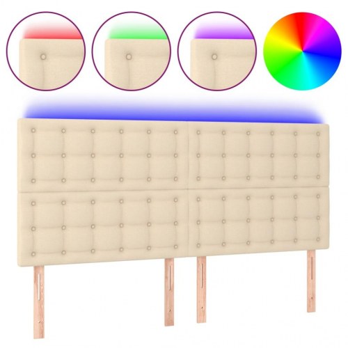Sengegavl med LED-lys 160 x 5 x 118/128 cm - cremefarvet