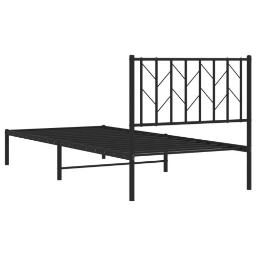 Sengeramme med sengegavl 90×200 cm - metal, sort