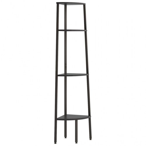 Hjørnereol med 4 hylder - sort, 45,5 x 31,5 x 150 cm