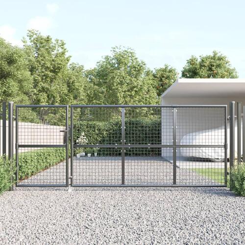 Gitterlåge til havehegn 350x175 cm galvaniseret stål mørkegrå