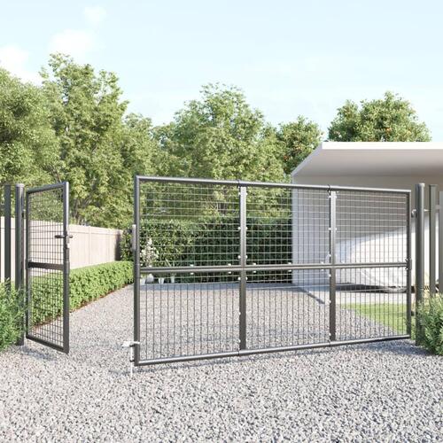 Gitterlåge til havehegn 350x175 cm galvaniseret stål mørkegrå