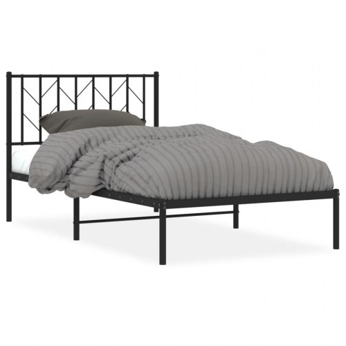 Sengeramme med sengegavl 100×200 cm - metal, sort