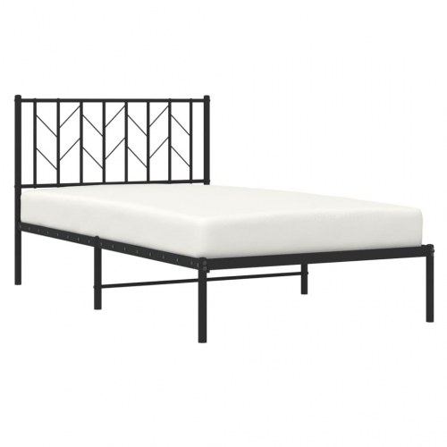 Sengeramme med sengegavl 100×200 cm - metal, sort