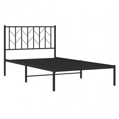 Sengeramme med sengegavl 100×200 cm - metal, sort