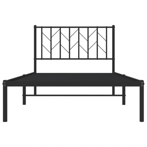 Sengeramme med sengegavl 100×200 cm - metal, sort