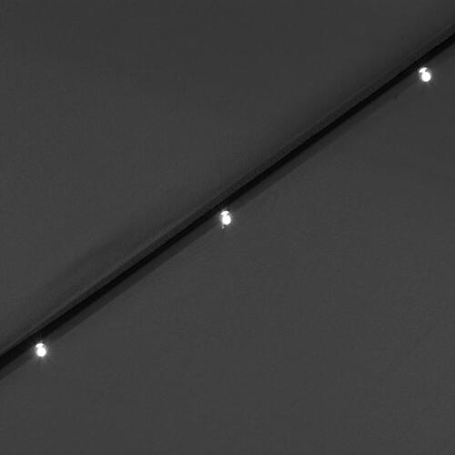 Udendørs parasol med LED-lys og stålstang 300 cm antracitgrå