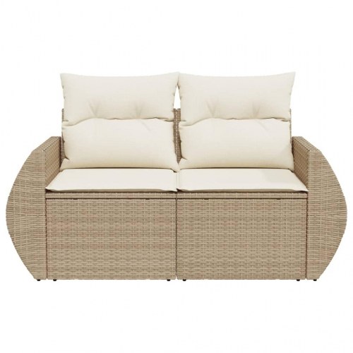 2-personers havesofa i polyrattan med opbevaring - beige, inkl. hynder