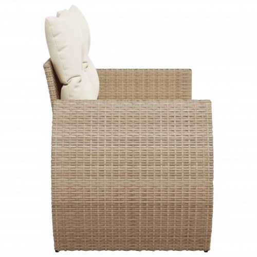 2-personers havesofa i polyrattan med opbevaring - beige, inkl. hynder