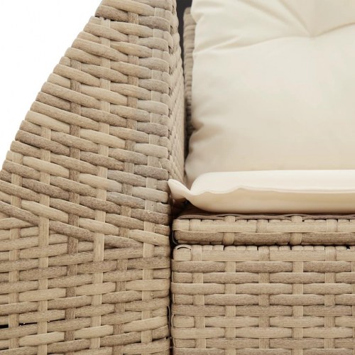 2-personers havesofa i polyrattan med opbevaring - beige, inkl. hynder