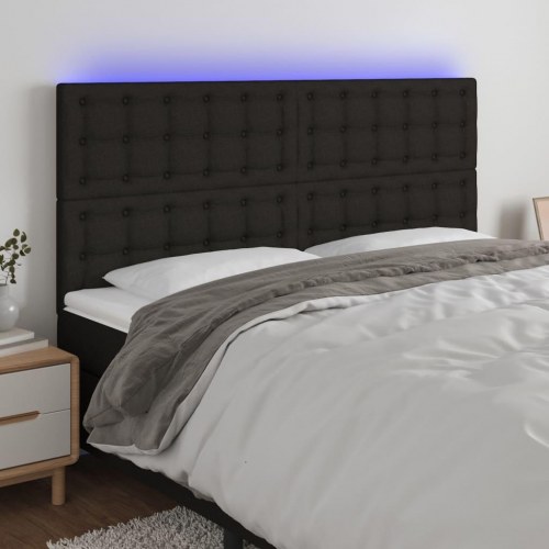 Sengegavl med LED-lys 180 x 5 x 118/128 cm - sort