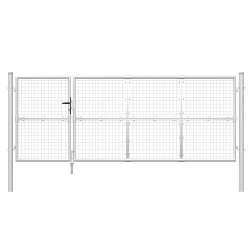 Gitterlåge til havehegn 350x175 cm galvaniseret stål sølvfarvet