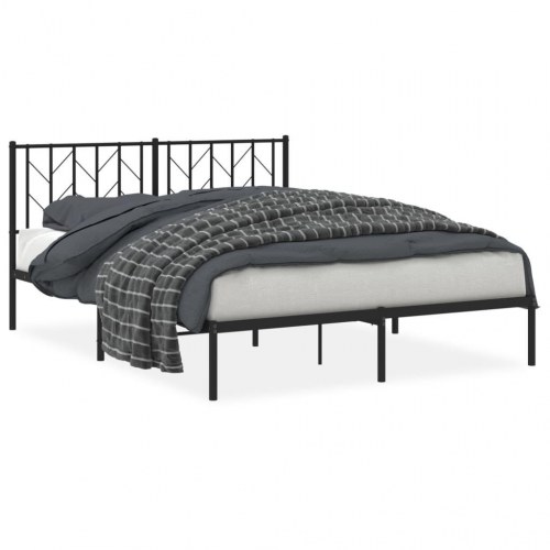 Sengeramme med sengegavl 150×200 cm - metal, sort