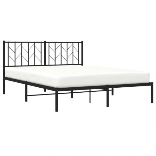 Sengeramme med sengegavl 150×200 cm - metal, sort