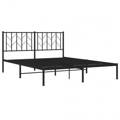 Sengeramme med sengegavl 150×200 cm - metal, sort
