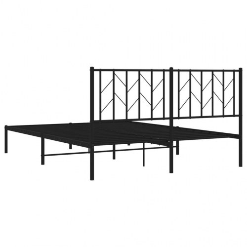 Sengeramme med sengegavl 150×200 cm - metal, sort