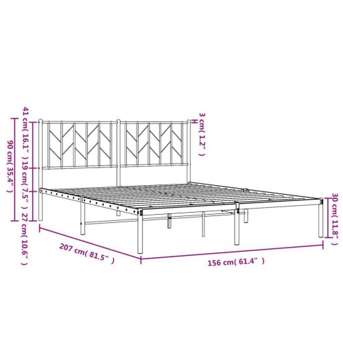 Sengeramme med sengegavl 150×200 cm - metal, sort