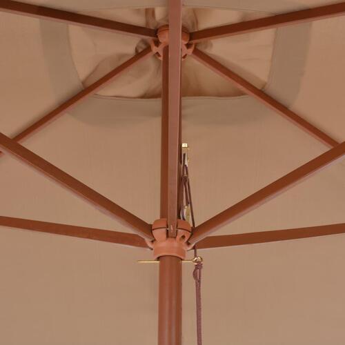 Parasol 200x300 cm træstang gråbrun
