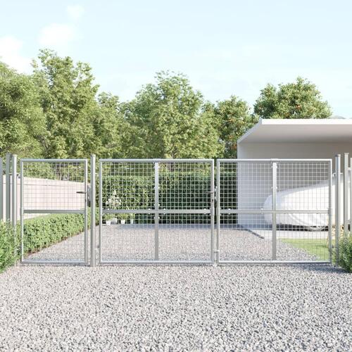 Gitterlåge til havehegn 400x175 cm galvaniseret stål sølvfarvet