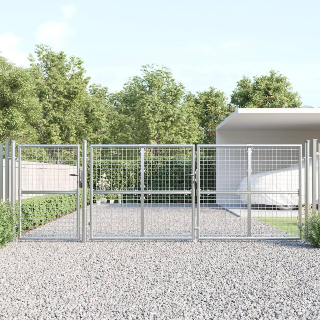 Gitterlåge til havehegn 400x175 cm galvaniseret stål sølvfarvet