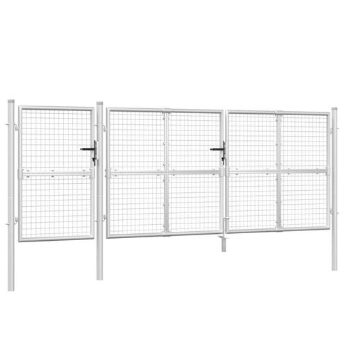 Gitterlåge til havehegn 400x175 cm galvaniseret stål sølvfarvet