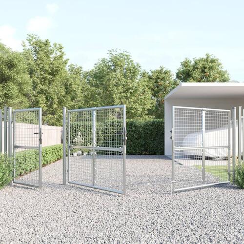 Gitterlåge til havehegn 400x175 cm galvaniseret stål sølvfarvet