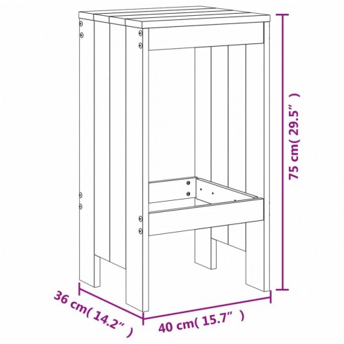 Barstole 2 stk. i massivt fyrretræ - 40 × 36 × 75 cm, gyldenbrun