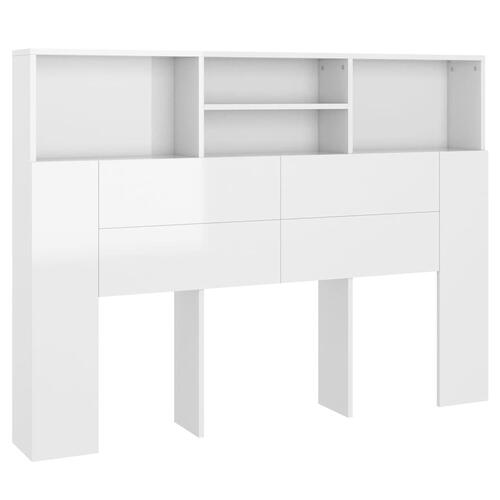 Sengegavl med opbevaring 140x19x103,5 cm hvid højglans