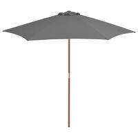 Udendørs parasol med træstang 270 cm antracitgrå