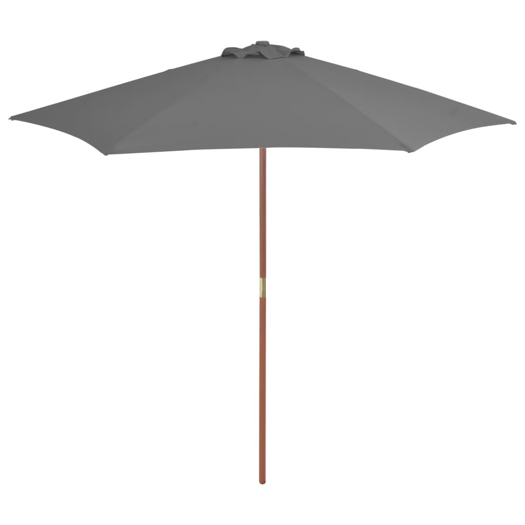 Udendørs parasol med træstang 270 cm antracitgrå