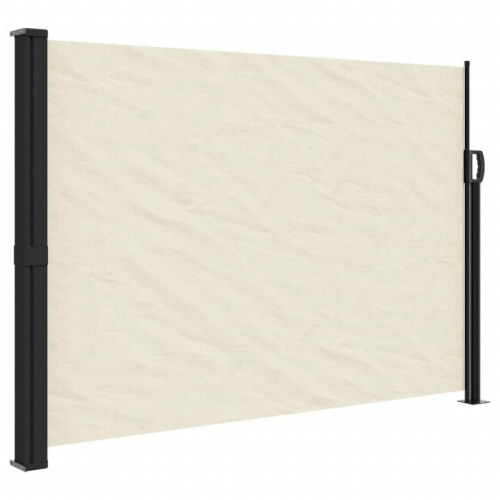 Sidemarkise 140 × 500 cm - sammenrullelig, cremefarvet