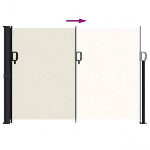 Sidemarkise 140 × 500 cm - sammenrullelig, cremefarvet