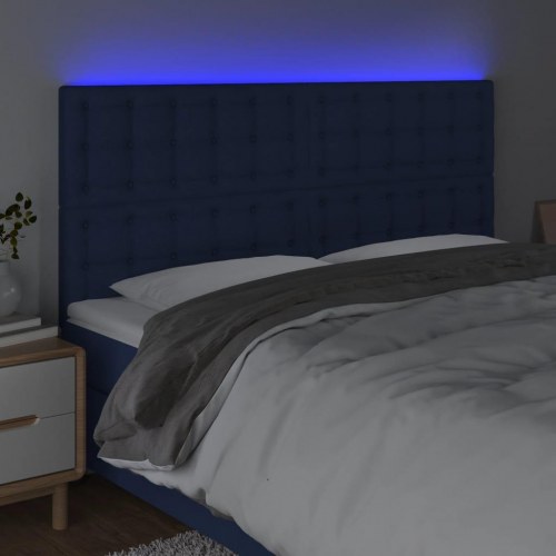 Sengegavl med LED-lys 180 x 5 x 118/128 cm - blå