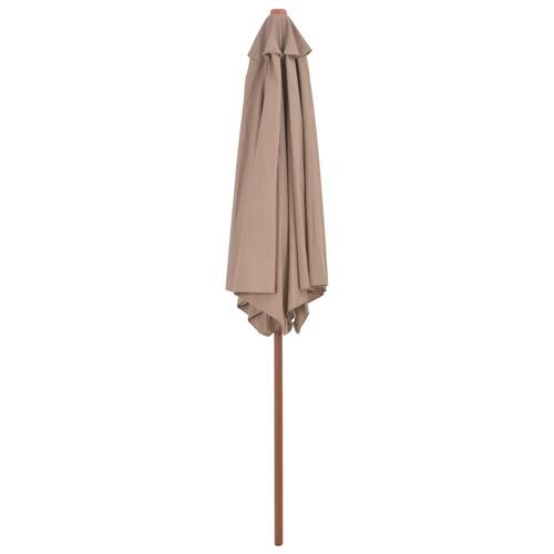 Parasol 270 cm træstang gråbrun
