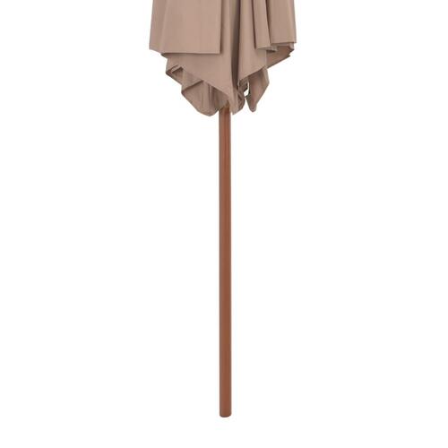Parasol 270 cm træstang gråbrun