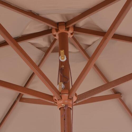 Parasol 270 cm træstang gråbrun