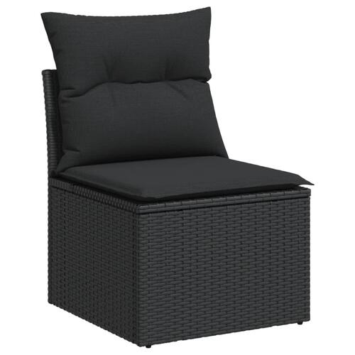 Havestol med hynder uden armlæn polyrattan sort