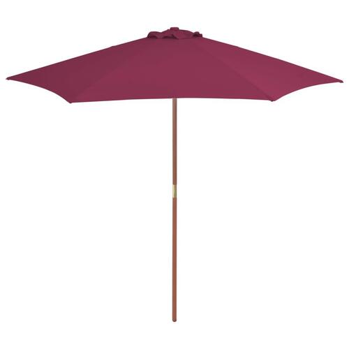 Udendørs parasol med træstang 270 cm bordeauxrød