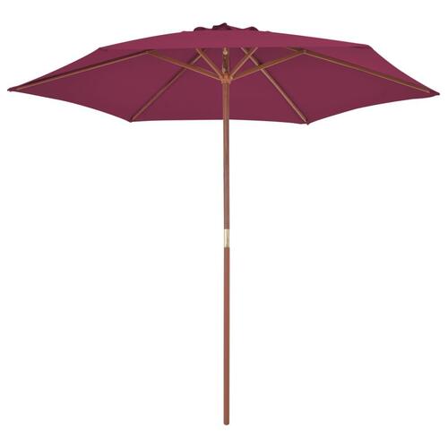 Udendørs parasol med træstang 270 cm bordeauxrød