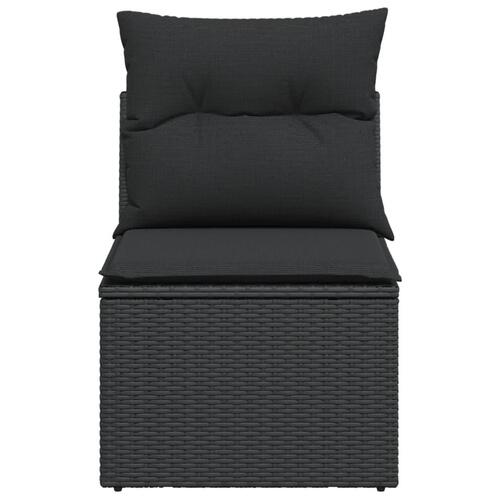 Havestol med hynder uden armlæn polyrattan sort