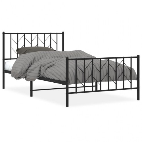 Sengeramme med sengegavl og fodgærde 107x203 cm metal sort