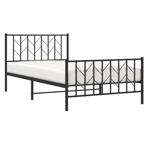 Sengeramme med sengegavl og fodgærde 107x203 cm metal sort