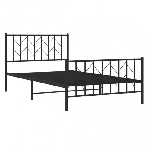 Sengeramme med sengegavl og fodgærde 107x203 cm metal sort